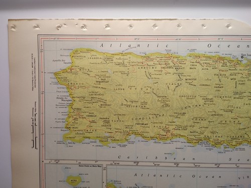 1957 Antique PUERTO RICO & VIRGIN ISLANDS Atlas Map Ency. Britannica World Atlas - Picture 4 of 7