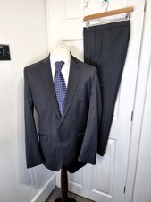 M&S Charcoal Wool Rich With Lycra 2 Piece Suit CH42M W36 L29 Machine Washable