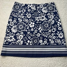 Talbots Blue White Floral Cotton Blend A-line Skirt 2