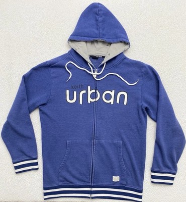 Keith Urban Ripcord Full Zip Hooded Sweatshirt Blue Spellout Adult XL Tour B23