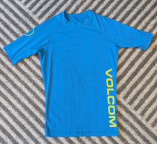 Volcom Rash Guard Blue Medium Surf Swim Shirt Short Sleeve