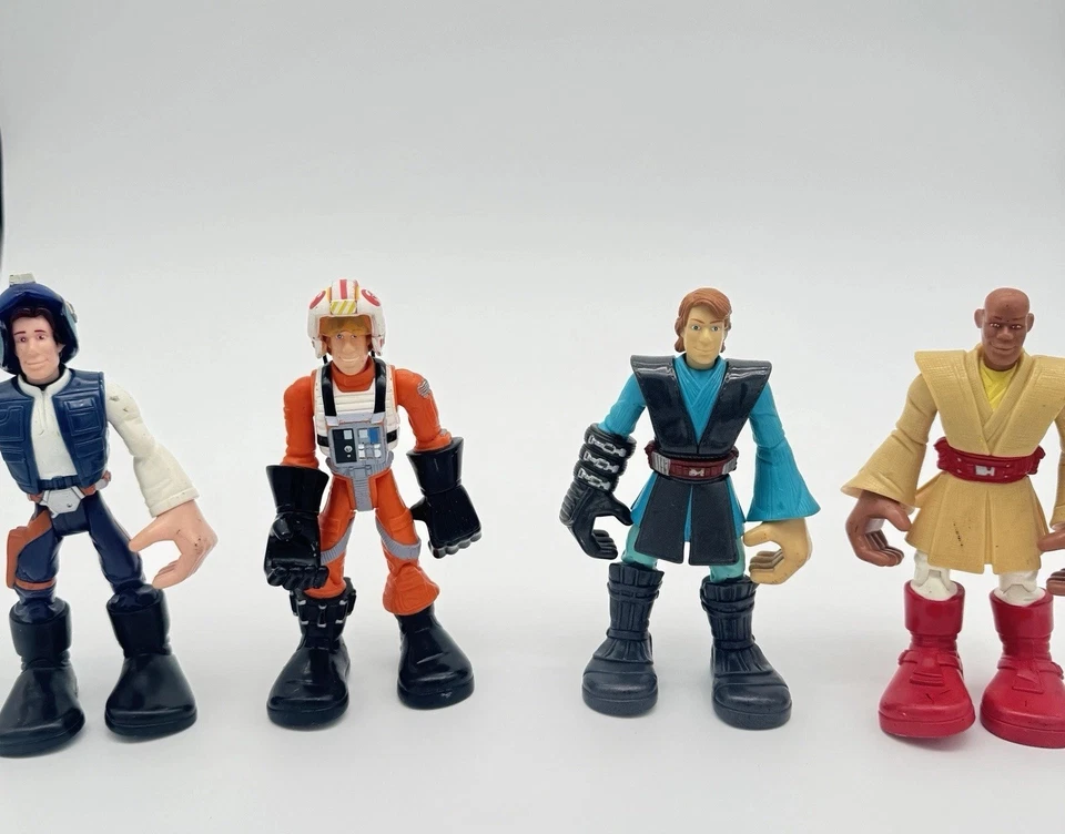 Playskool Star Wars Jedi Force Lote de 4 Figuras Gruesas Han Luke Anakin Mace 2005 Foto 3 de 4