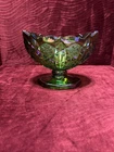 Vtg LE Smith Amethyst Carnival Glass Compote Toltec And Pinwheels Pedestal Bowls