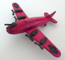 Early, Possibly Pre War, Japanese Tin Penny Toy Military Airplane- Pink