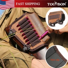 TOURBON Canvas&Leather Cheek Rest Rifle Ammo Holder for Savage, Mosin Gun Stock