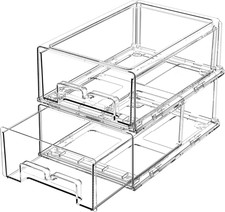 2 Pack Refrigerator Drawers - Fridge Organizer Bins Stackable Storage Drawers, C