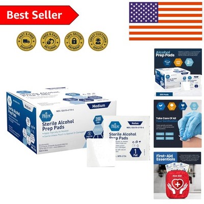 Gentle Sterile Alcohol Wipes - 70% Isopropyl, Bulk Pack of 200 for Sanitization