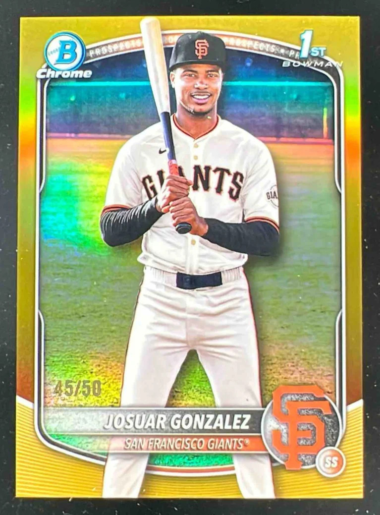 2025 Bowman Chrome Prospects Gold Refractor #BCP-153 Josuar Gonzalez RC /50