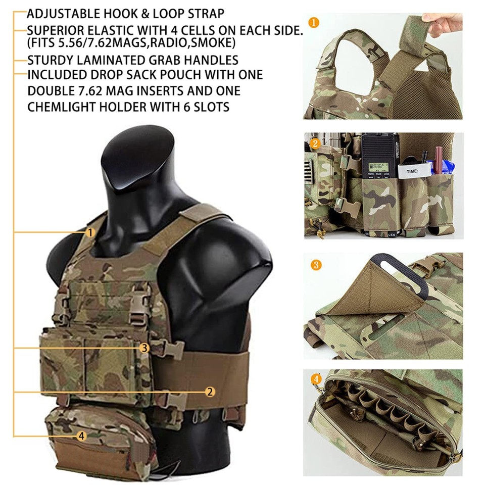 Tactical Molle Chest Rig Vest 500D Laser Cut Vest Tactical Quick ...
