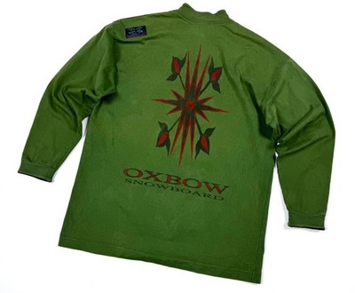 Vintage Men's OXBOW Green Cotton Snowboard Logo Casual Sweatshirt Size M/L