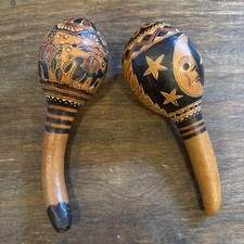 Peruvian Gourd Maracas, Pair Very Nice