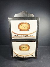 Wood & Ceramic Coffee & Filter Handled Shelf Sitter  Container, READ DESCRIPTION