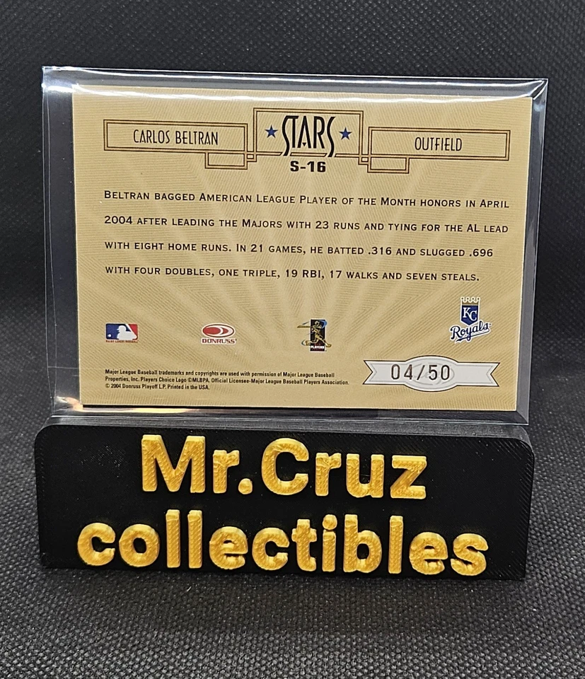 Carlos Beltrán 2004 hoja certificada cortes estrellas automático 04/50 #S-16 Foto 2 de 2