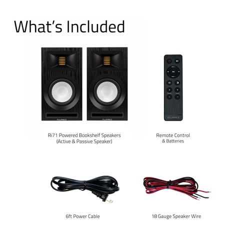 Fluance Ri71 Powered Bookshelf Speakers with AMT Tweeters, 5" Drivers, 120W Amp - Picture 9 of 9