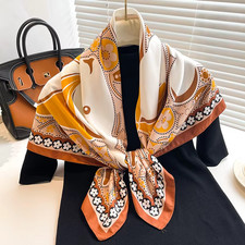 Women  s Floral Square Scarf 90x90cm Soft Lightweight Neck Shawl Hijab Wrap Banda