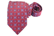 XMI MEN'S TIE RED/GEOMETRIC Width: 3.50" LENGTH 58"