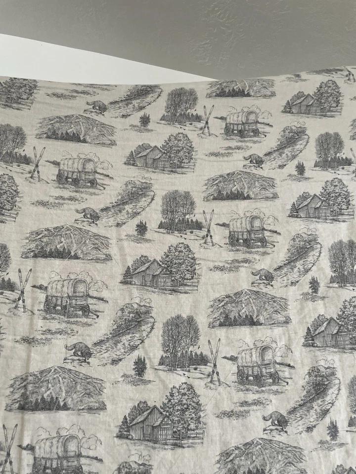Vintage French Country Ski Toile Gray Linen Reversible Duvet Cover King 120”x96” - Image 4 of 4