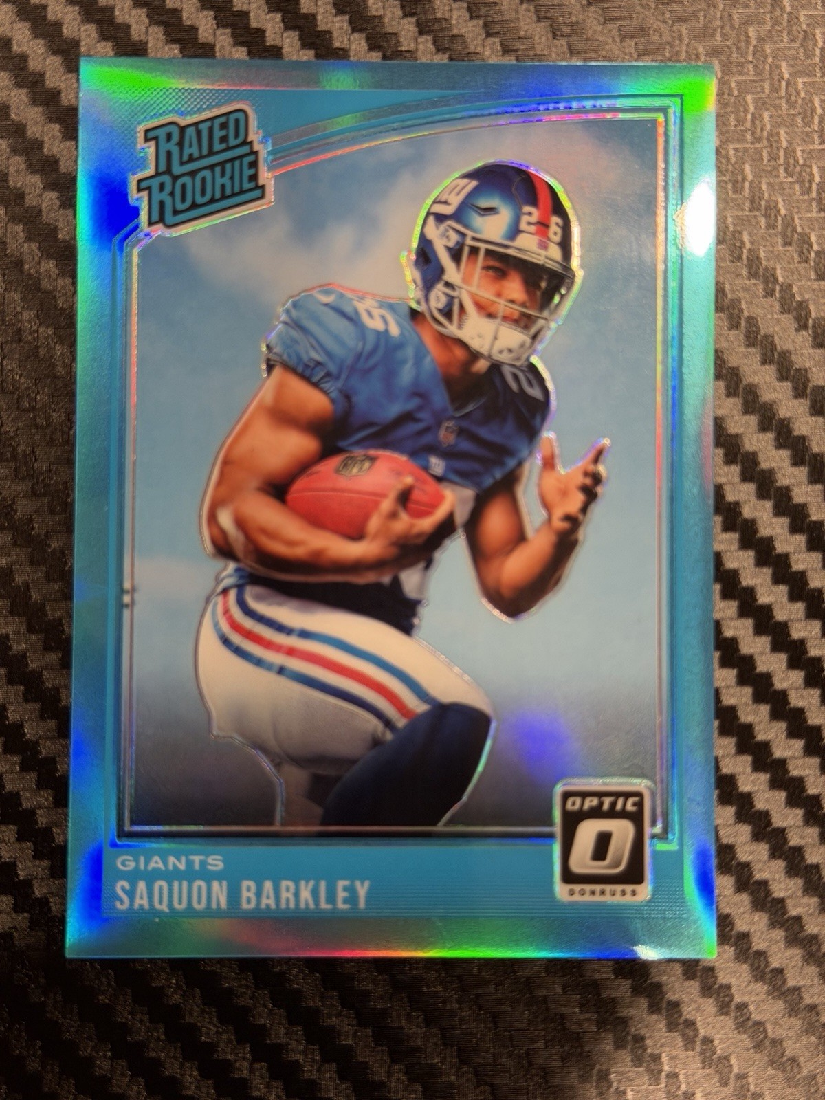 2018 Donruss Optic - Rated Rookie Saquon Barkley #156 Aqua Prizm /299 (RC)