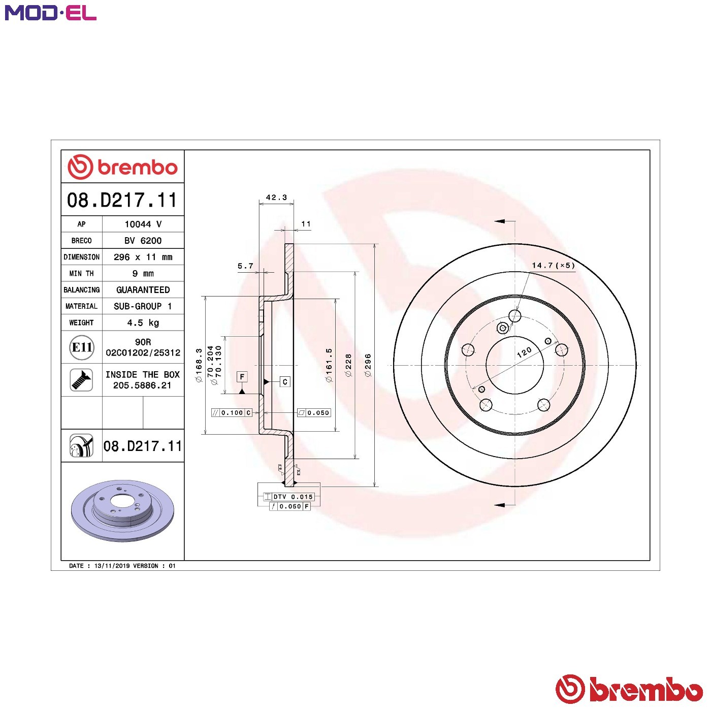 Fits BREMBO 08.D217.11 Brake disc 1 pc. 08.D217.11 ​​​​Brembo offers ⭐UK Stock⭐ - Image 13
