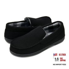 Men's Memory Foam Moccasin Slippers Breathable Moccasin Slippers 10 Dark Grey