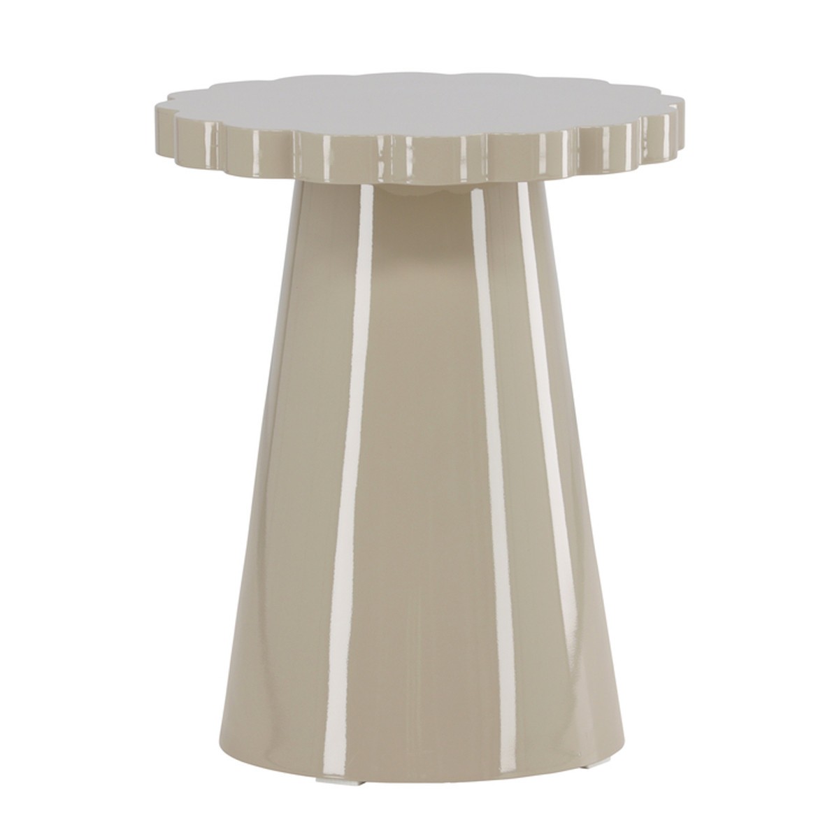 Table d'appoint Krull de 55cm en laque beige, mobilier haut de gamme