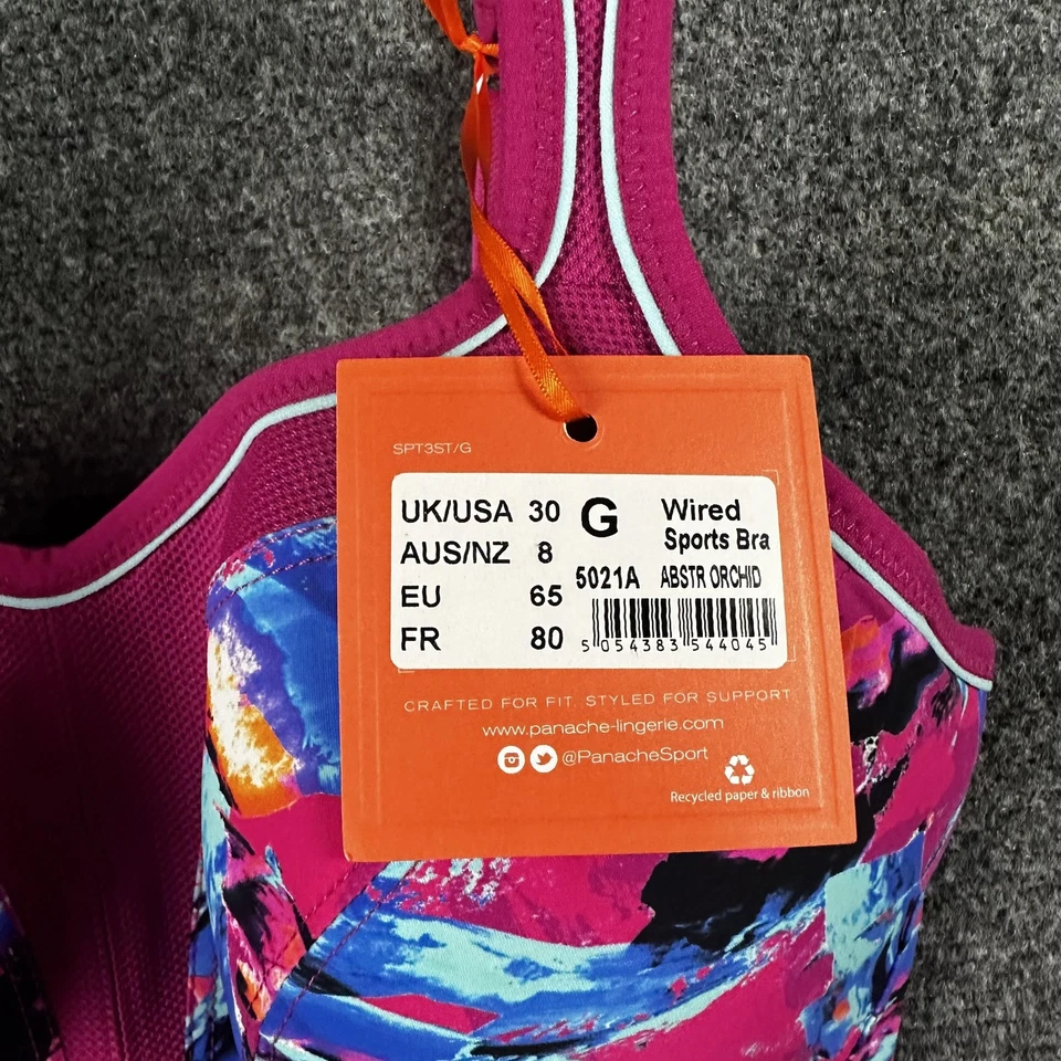 Sujetador deportivo Panache para mujer 30G abstr orquídea con cable entrenamiento atlético de alto impacto Foto 3 de 4