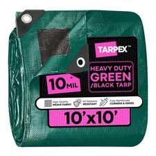 TARPEX - 10 Mil Green Black Heavy Duty Poly Tarp 10' x 10'