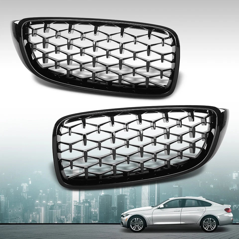 Fit For 14-18 BMW 4 Series F32 F33 F36 F82 Front Bumper Upper Diamond Grille Foto 2 de 4