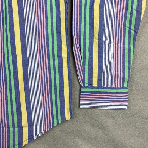 Polo Ralph Lauren Shirt Mens L Oxford Pastel Fun Stripe Flesh Pony Vertical - Photo 12/17