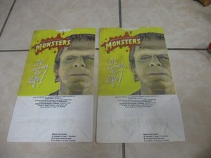 2 1989 VINTAGE UNIVERSAL MONSTERS ACTIVITY BAGS JACK IN THE BOX FAST FOOD STORES