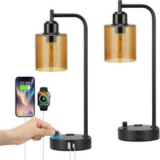 Industrial Bedside Lamps for Nightstand Set of 2 - Fully Dimmable Bedroom Lamps
