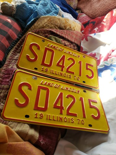 Oldtimer Illinois Nummernschilder 1970, SD4215, 2er Set