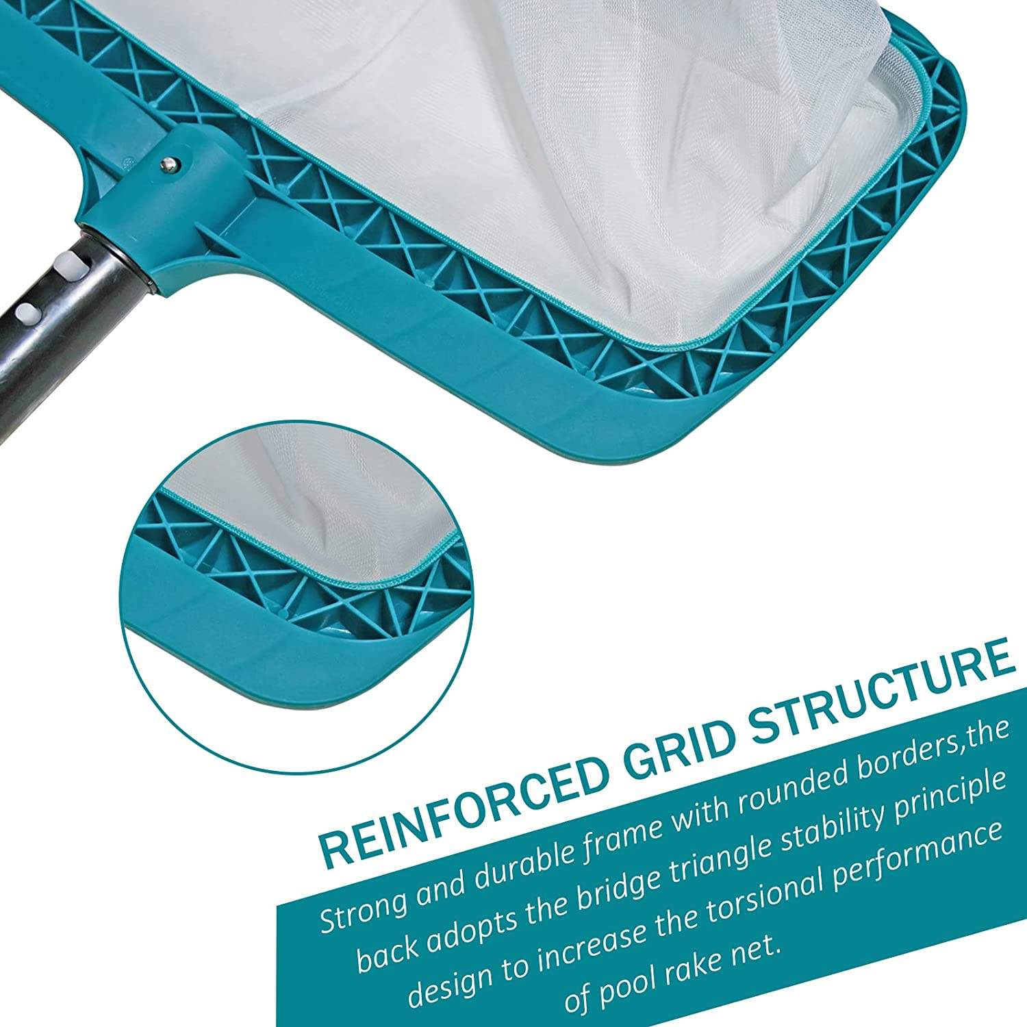 Professional Pool Skimmer Net, Heavy Duty Swimming Leaf Rake Cleaning Tool with 