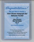 JALEN BRUNSON 2025-26 Bowman Chrome #BCA-JU RED REFRACTOR Base Auto SP /5 Knicks