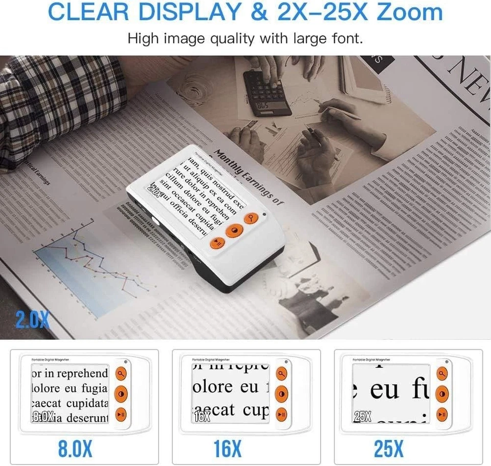 Compact Video Magnifier Portable Electronic Aid 2x-25x Zoom - Image 4 of 4
