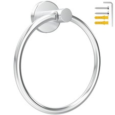 Polished Stainless Steel Silver Wall Mounted Bath Towel Ring Holder Hanger