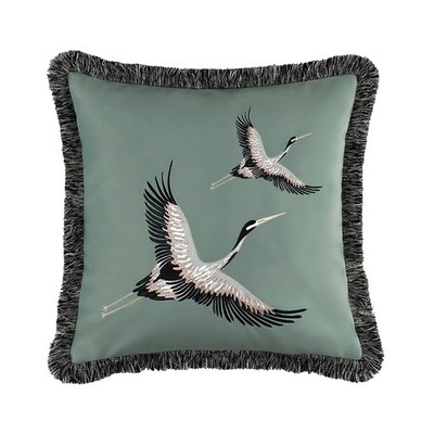 Schöner Wohnen TRAIL Kissenhülle Kissenbezug Polyester Grün Kraniche 45 x 45 cm