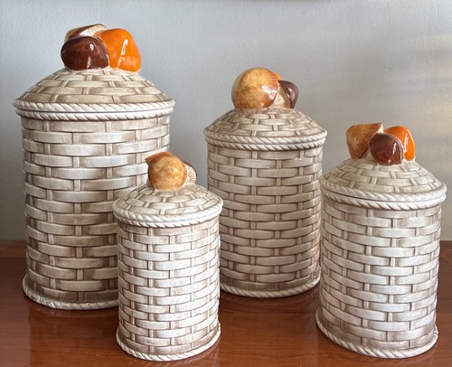 Vintage Himark Japan Mushroom Canisters Set of 4 EUC - Picture 2 of 6