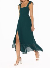 NWT Show Me Your Mumu Claire Midi Dress Emerald Chiffon Size XS Bridesmaid Prom