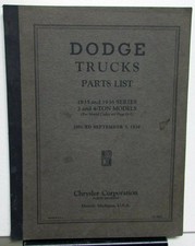 1935-1936 Dodge Trucks Dealer Parts List Book Catalog K Series 3 4 Ton Orig
