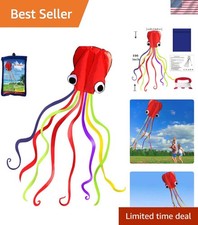 Durable Polyester Soft Octopus Kite with Long Colorful Tail - 31" Wide