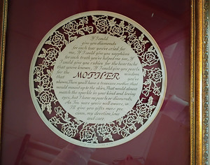 Cindy Jacob’s Mother's Treasure Laser Cut Wall Framed Art 1990  , #410, vintage