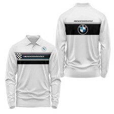 Custom Name Men's B.M.W M Performance Racing White Polo Long Sleeve Shirt S-5XL