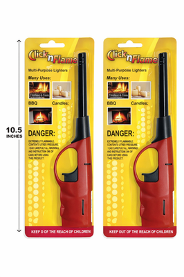 #ad 2 PACK Click n Flame Utility Lighter Multi Purpose Wind Resistant 2 lighters $9.95