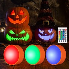 Halloween LED Flameless Pumpkin 3 Pack RGB Light, 3 RGB Light