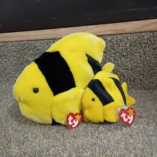 Ty Beanie Baby Bubbles The Fish 12 and 6 Inch Plush Toys With Tags