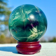 242G Natural Colorful Fluorite Quartz Sphere Crystal Energy Ball Reiki Healing