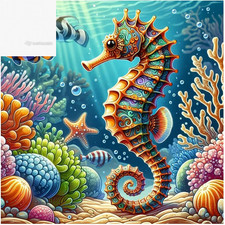 Diamond Art Kits for Adults Ocean, Seahorse , DIY Full Drill 13.8X13.8Inch