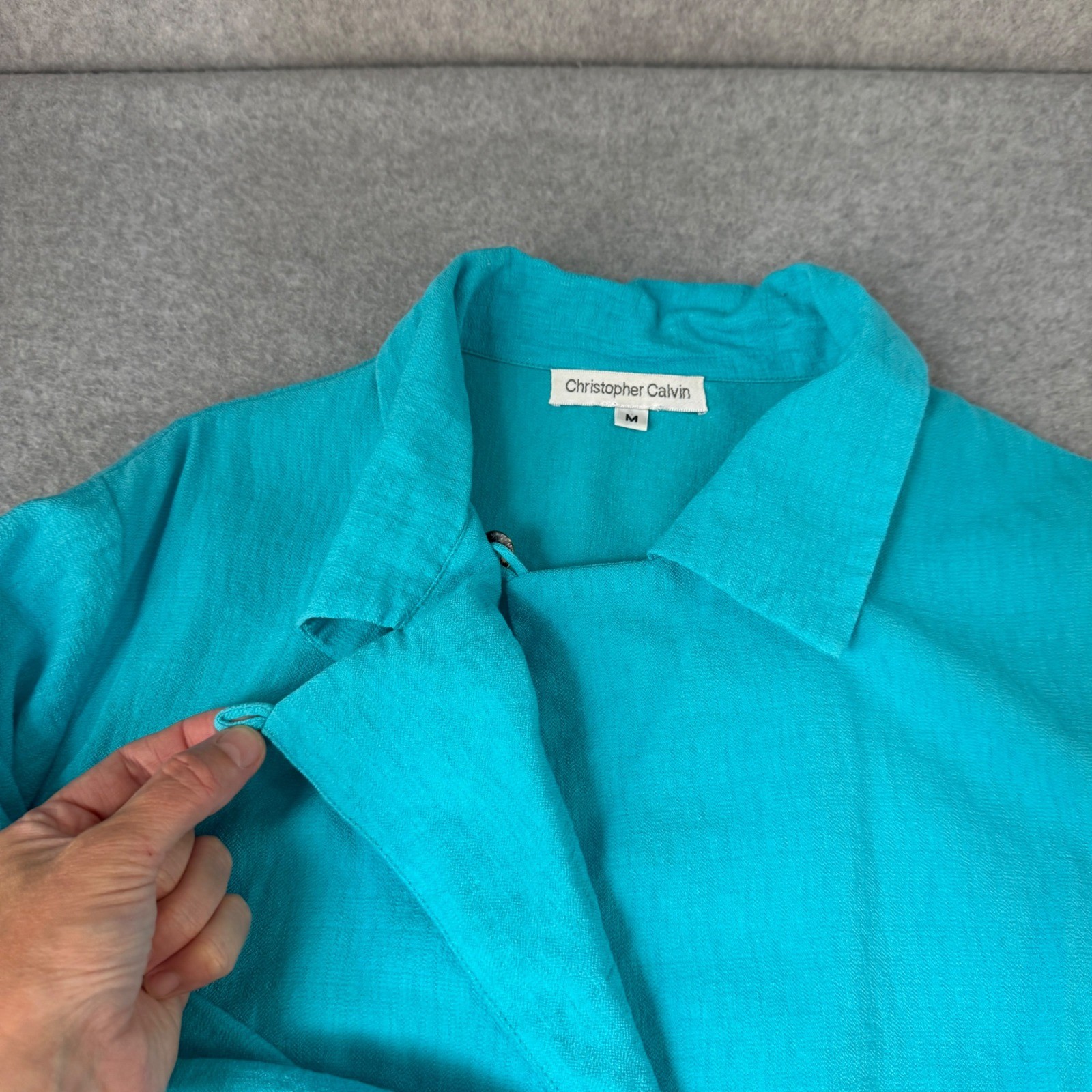 Christopher Calvin Button Collared Top Long Sleev… - image 9