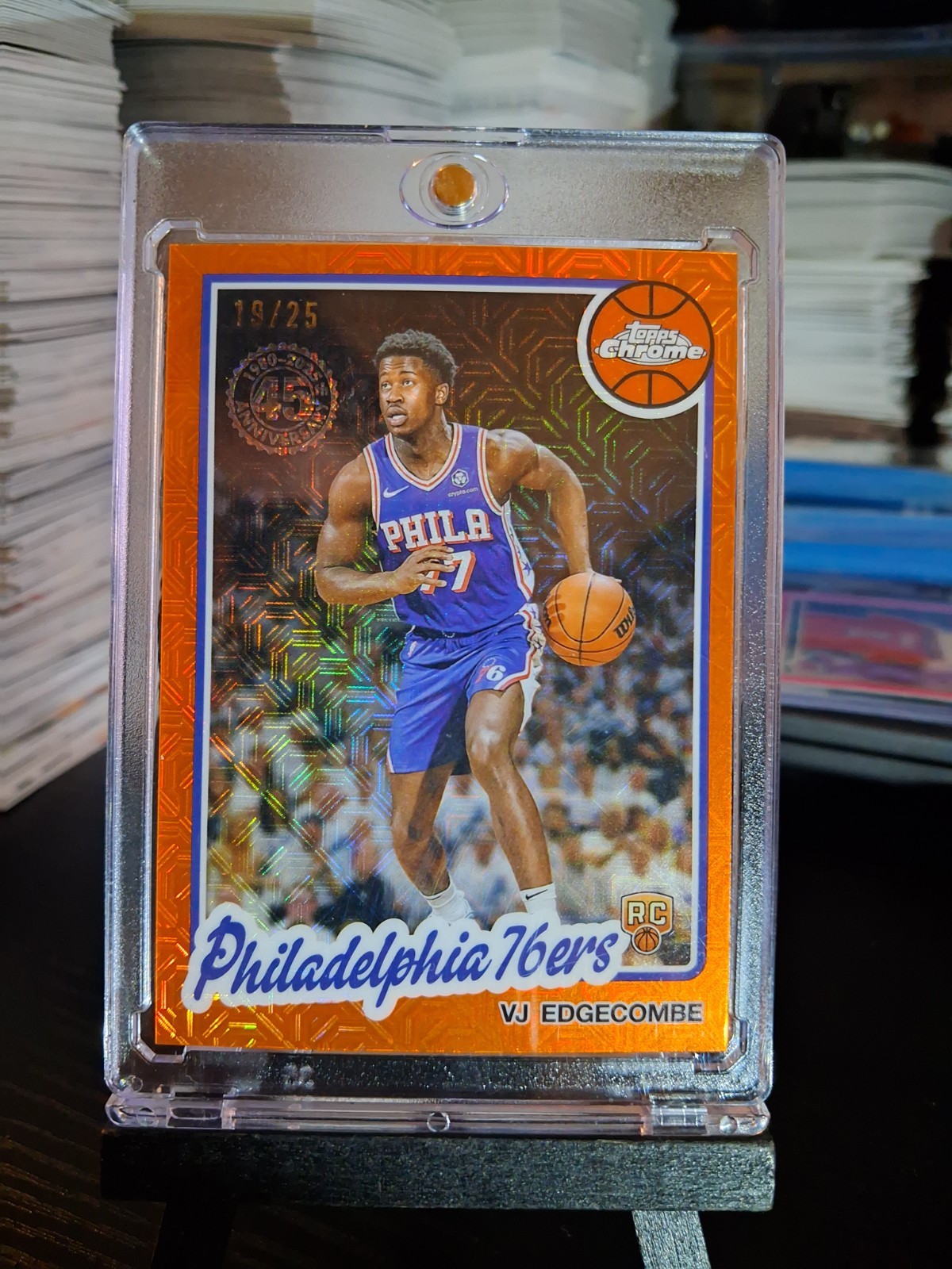 2025 26 Topps Chrome Silver Pack VJ Edgecombe 76ers Orange Mojo Refractor RC /25